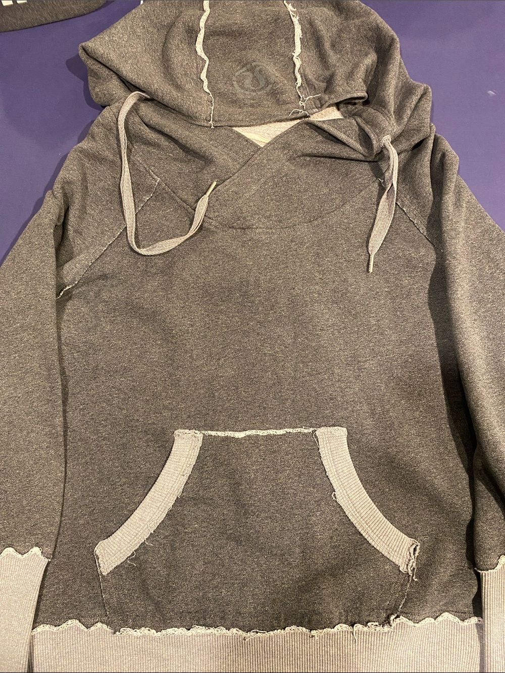 Men's Gray Distressed Hoodie Sweatshirt